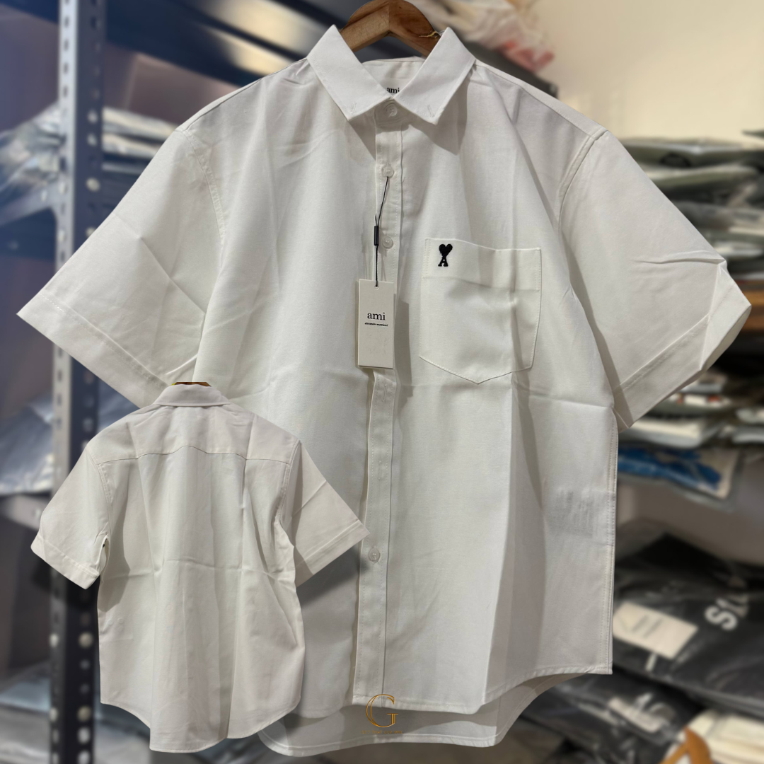 Ami Paris BOXY SHORT SLEEVES Button Down WHITE