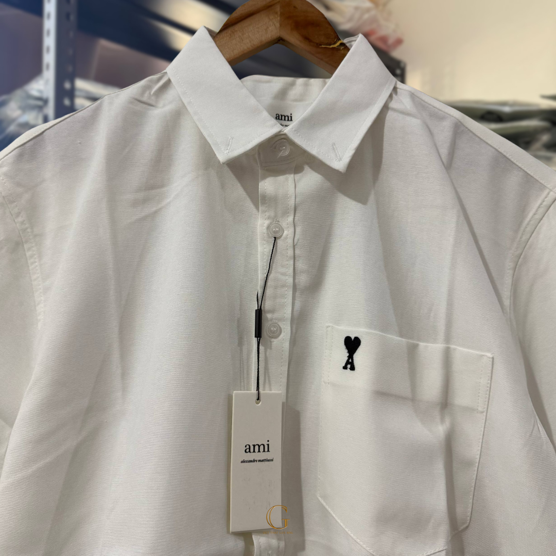 Ami Paris BOXY SHORT SLEEVES Button Down WHITE thumbnail 2