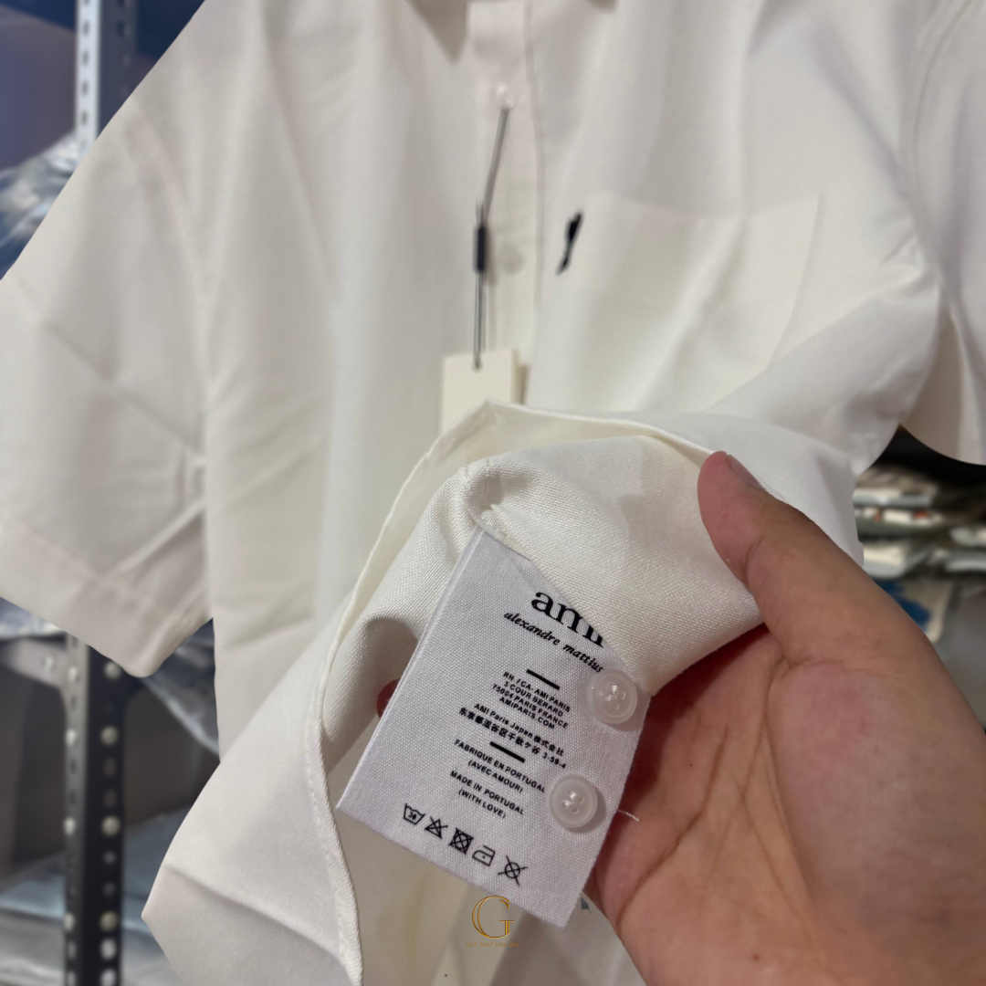 Ami Paris BOXY SHORT SLEEVES Button Down WHITE thumbnail 3