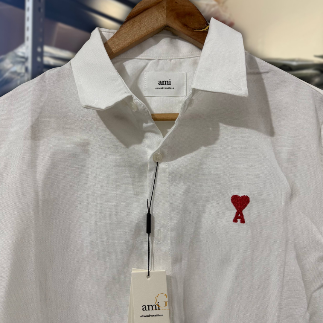 AMI Paris Polo Button Down Long Sleeves White thumbnail 2