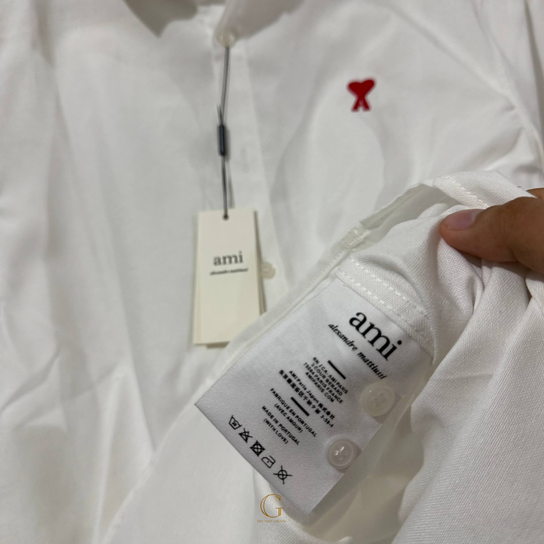 AMI Paris Polo Button Down Long Sleeves White thumbnail 3