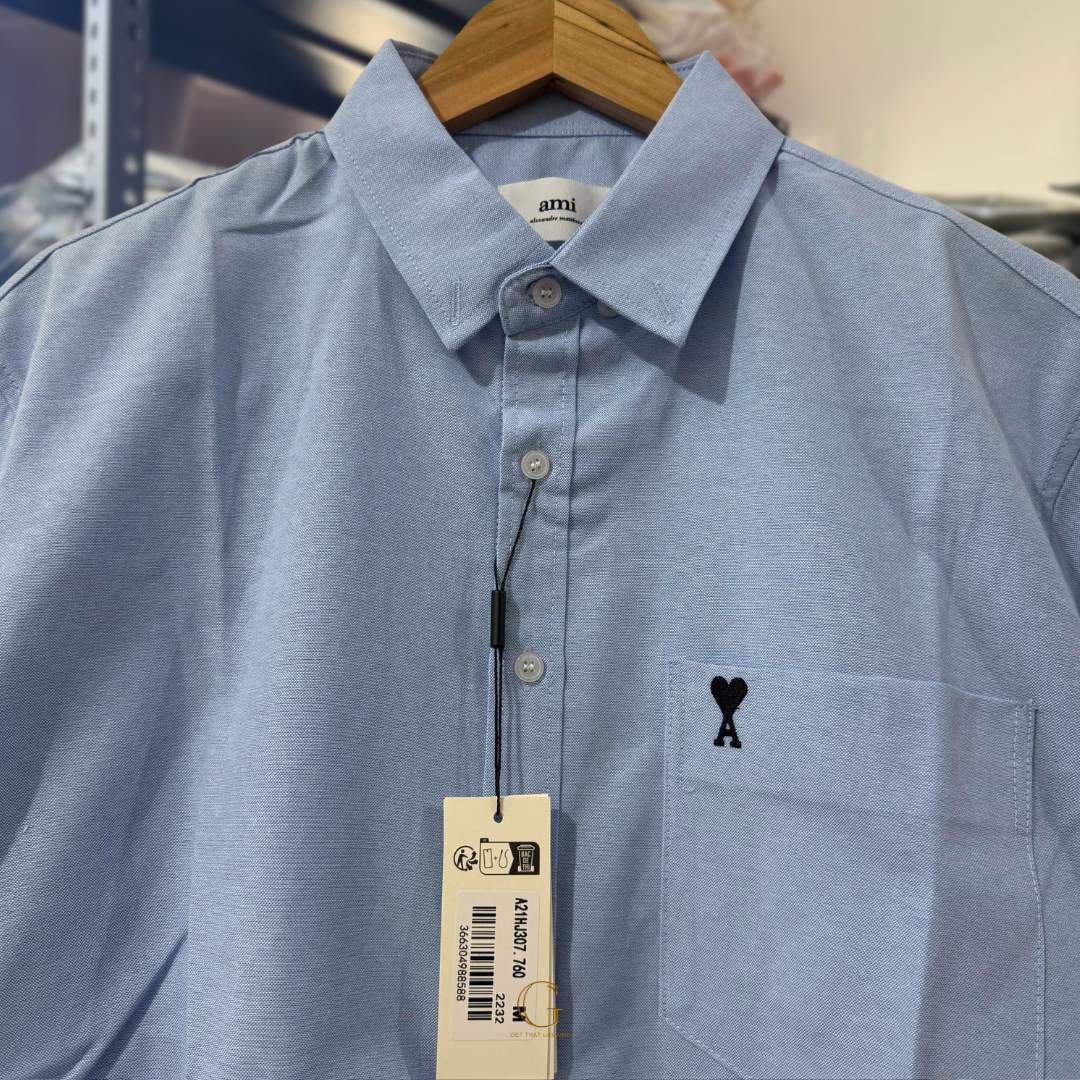 Ami Paris BOXY SHORT SLEEVES Button Down SKY thumbnail 2