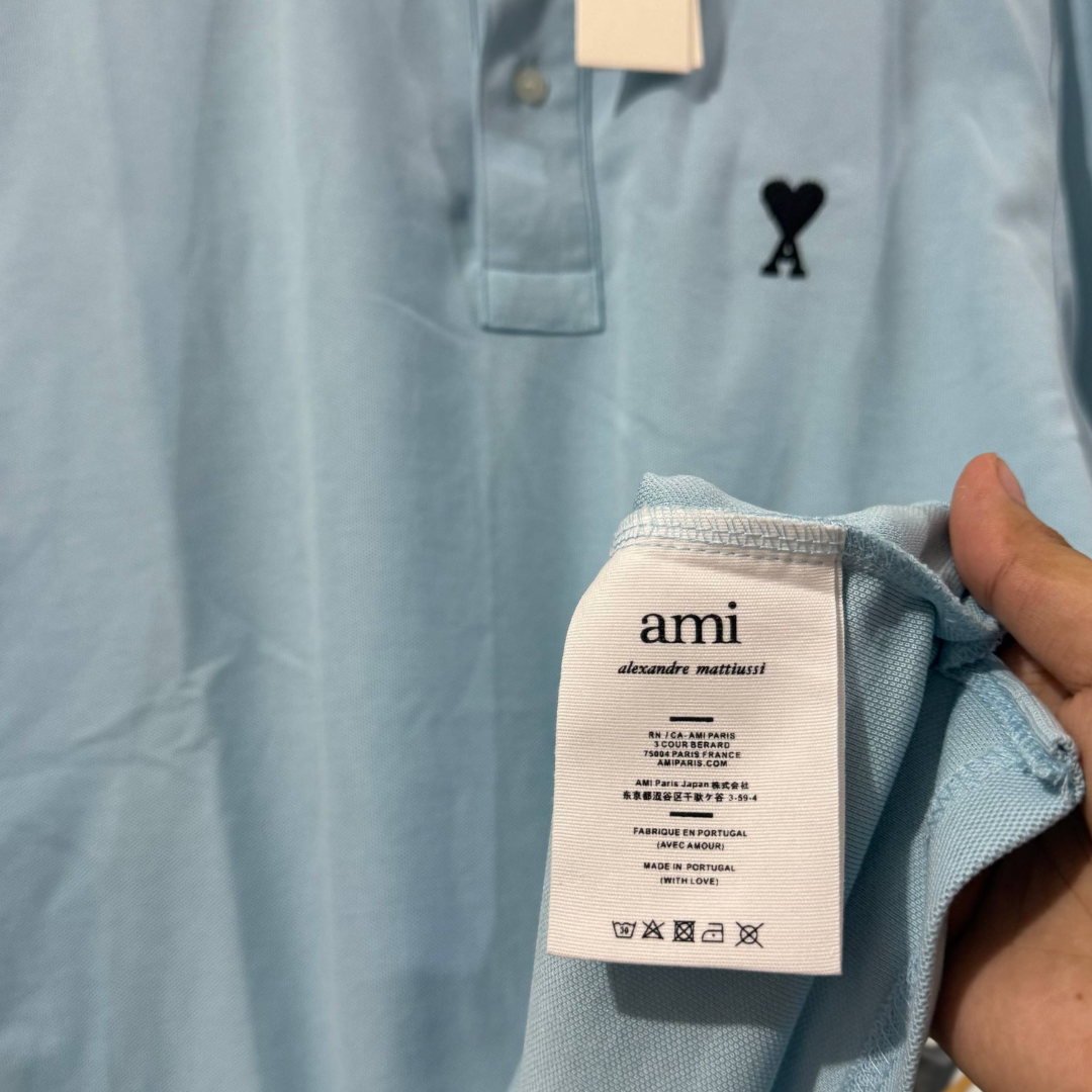 Ami Polo Shirt SKY BLACK LOGO thumbnail 3