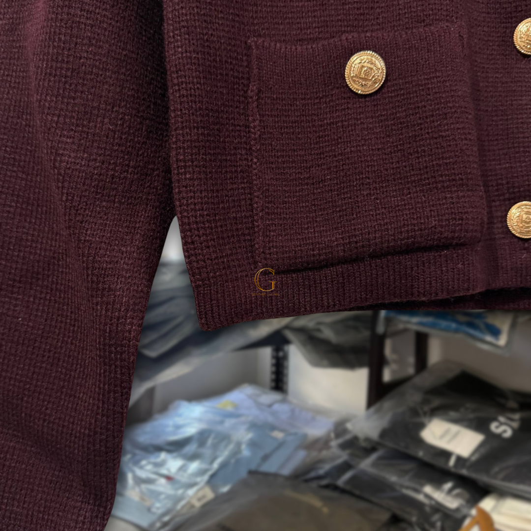 Zara Knitted Cardigan Burgundy thumbnail 3