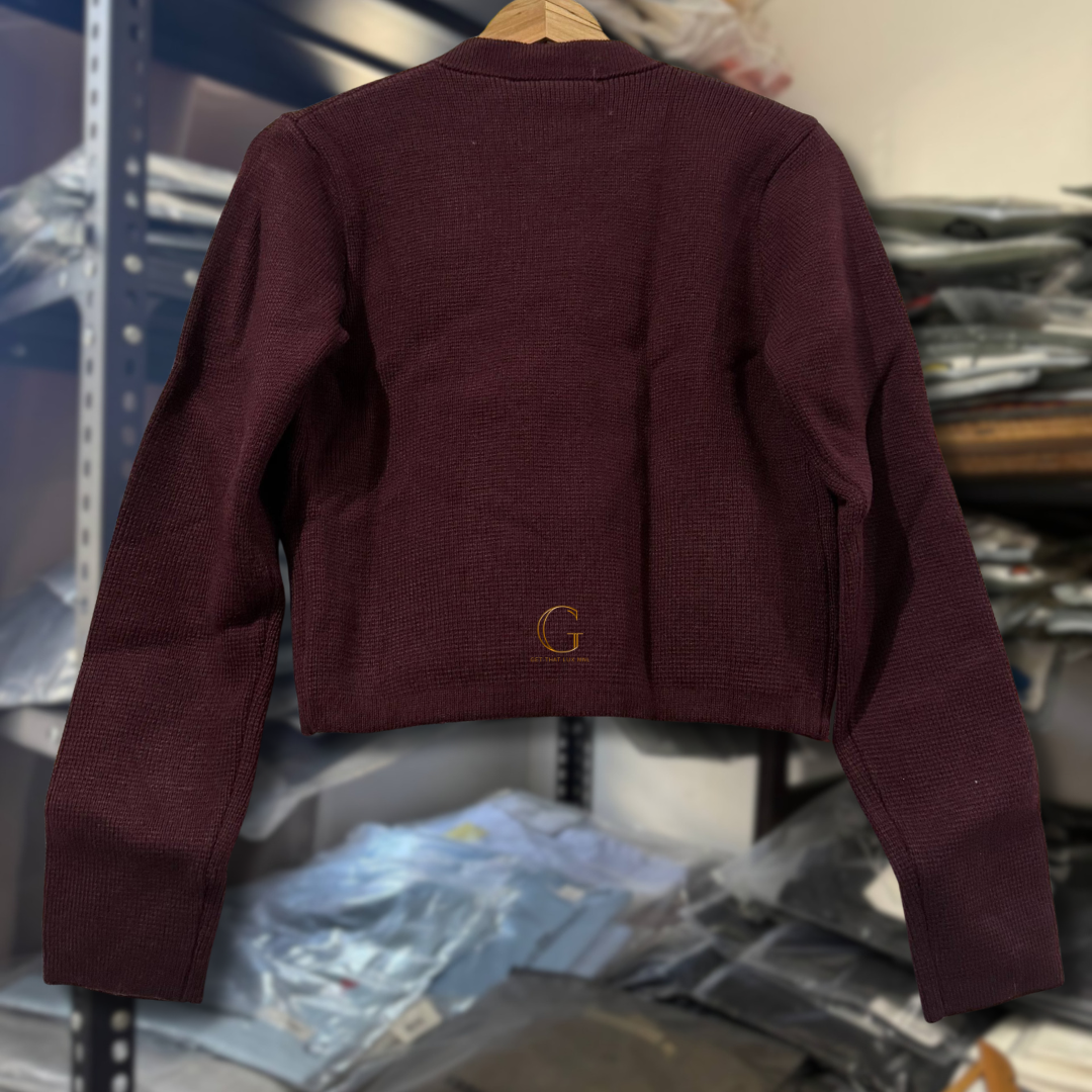 Zara Knitted Cardigan Burgundy thumbnail 4