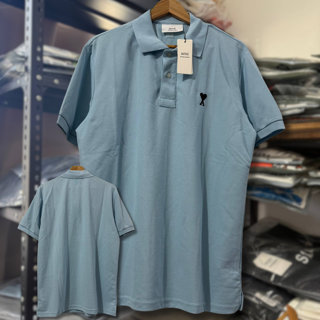 Ami Polo Shirt SKY BLACK LOGO