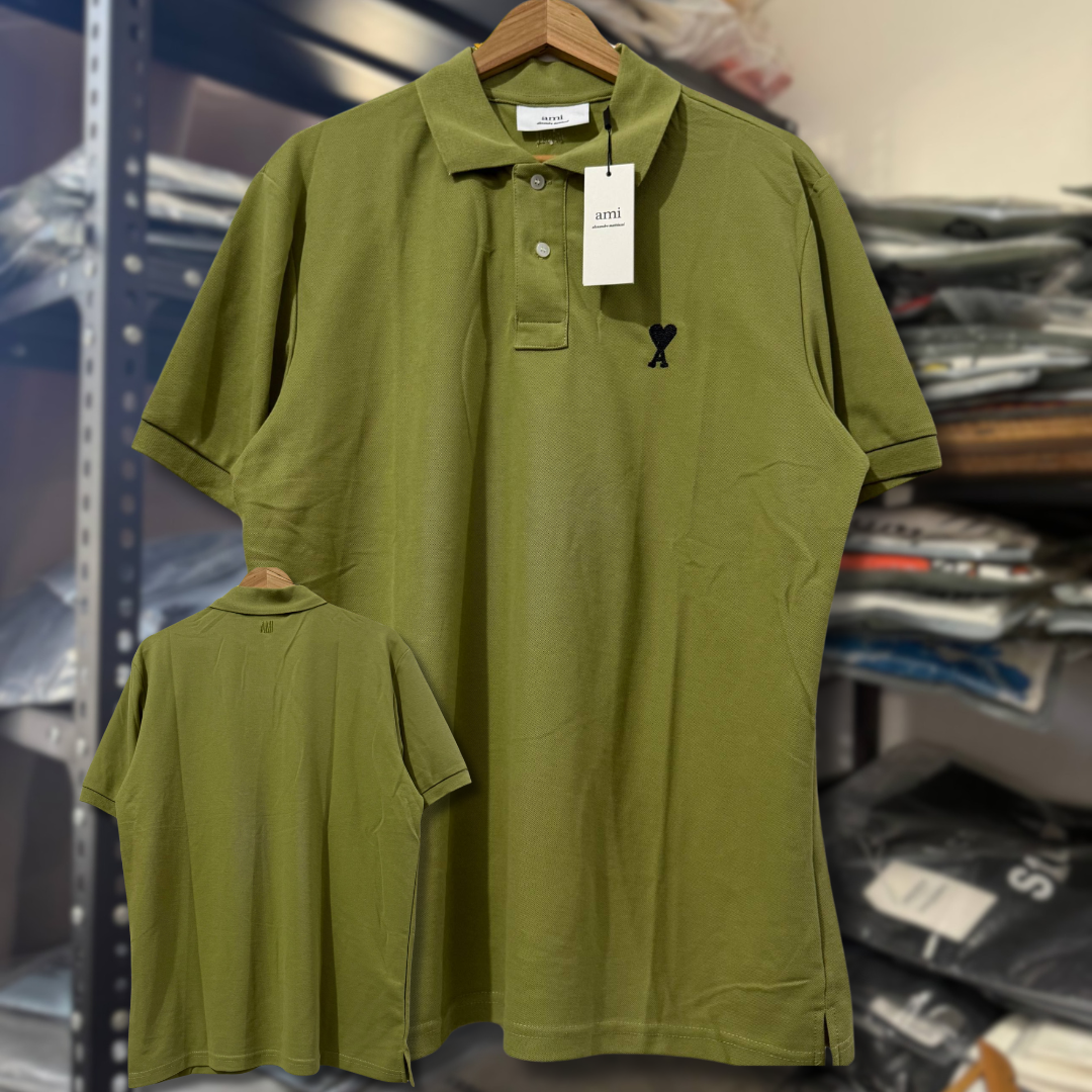Ami Polo Shirt MOSS BLACK LOGO